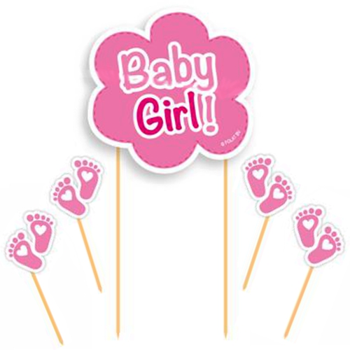 Cake-Topper-Baby-Girl-Kuchendekoration-Tortendeko-Dekoration-zu-Geburt-und-Taufe-Maedchen