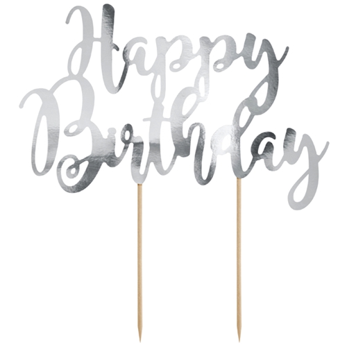 Cake-Topper-Happy-Birthday-silber-Kuchendekoration-Tortendeko-Dekoration-zum-Geburtstag