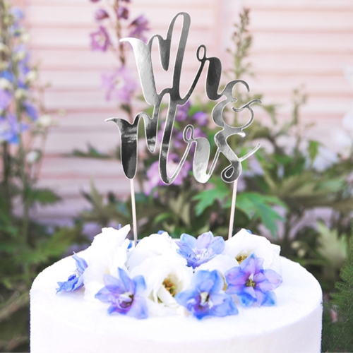 Cake-Topper-Mr-and-Mrs-silber-Kuchendekoration-Tortendeko-Dekoration-zur-Hochzeit-Dekobeispiel