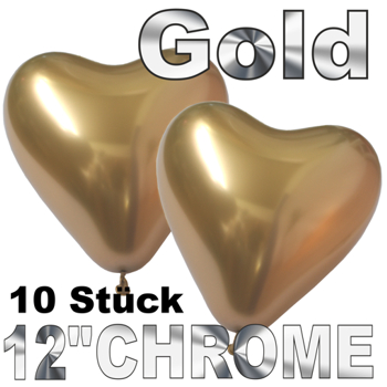 Chrome-Herzluftballons-Gold-33-cm-10-Stueck