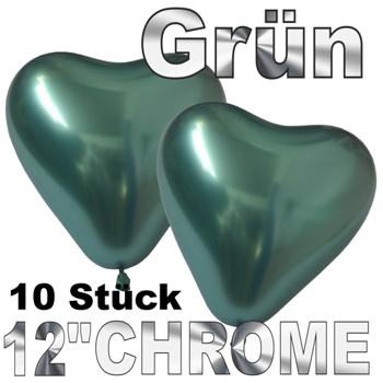 Chrome-Herzluftballons-Grün-33-cm-10-Stueck