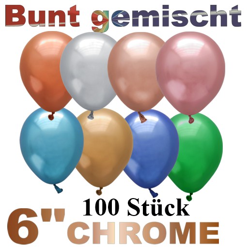 Chrome-Luftballons-bunt gemischt-15-cm-100-Stueck