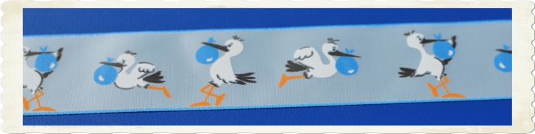 Deko-Stoff-Zierband-Klapperstorch-Blau-Geburt-Taufe