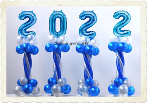Dekoration-Silvester-Tischdeko-Ballondekoration-2022-blau-weiß