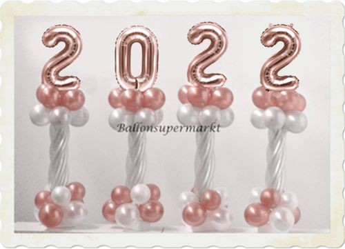 Dekoration-Silvester-Tischdekoration-Ballondekoration-2022-rosegold-silber