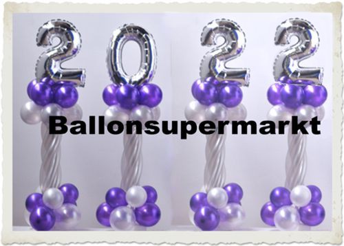 Dekoration-Silvester-Tischdekoration-Ballondekoration-2022-violett-silber