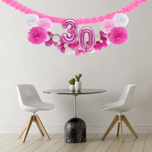 Dekorations-Set-zum-30.-Geburtstag-Wilde-Girlande-Pink-Rosa-Weiß-Dekorationsbeispiel