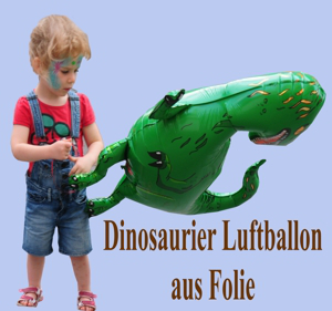Dinosaurier Luftballon aus Folie mit einem Kind