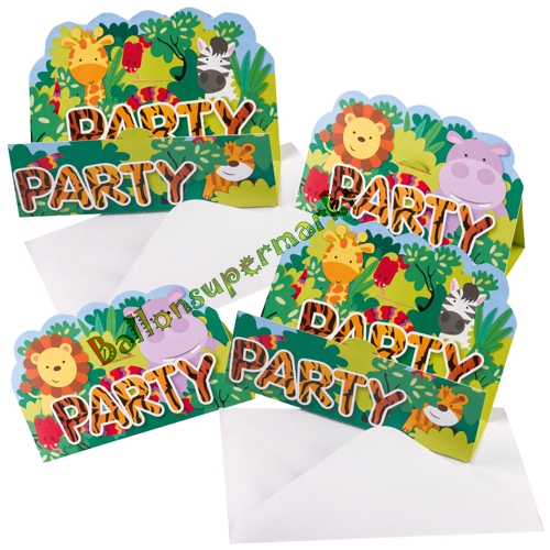 Einladungskarten-Dschungeltiere-Partydekoration-Tiere-Kindergeburtstag-Tischdeko-Safari-Dschungel