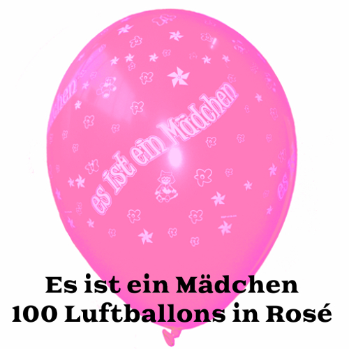 Es-ist-ein-Maedchen-100-Luftballons-in-Rose-zu-Geburt-Taufe-Babyparty
