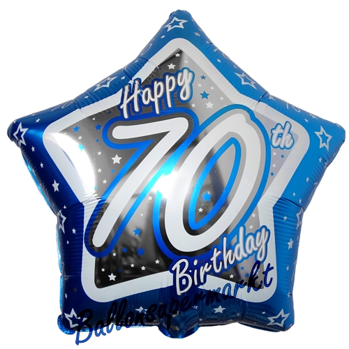 Folienballon-70.-Geburtstag-Blue-Star-Happy-70th-Birthday-Luftballon-Geschenk-Dekoration