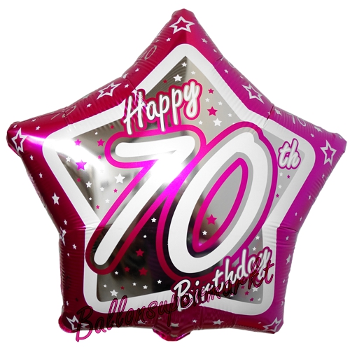 Folienballon-70.-Geburtstag-Pink-Star-Happy-70th-Birthday-Luftballon-Geschenk-Dekoration