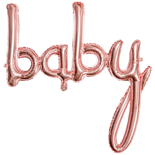 Folienballon-Baby-Schriftzug-rosegold-Geschenk-Geburt-Taufe-Babyparty-Dekoration-Luftfuellung