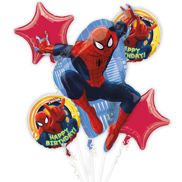 Folienballon-Bouquet-Spider-Man-zum-Kindergeburtstag-5-Luftballons-Geschenk