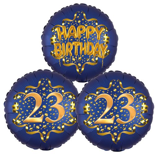 Folienballon-Bouquet-zum-23.-Geburtstag-Satin-Navy-Zahl-23-Happy-Birthday-Luftballons-Geschenk
