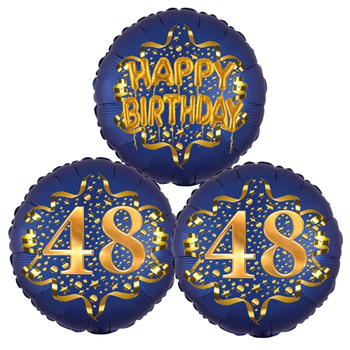 Folienballon-Bouquet-zum-48.-Geburtstag-Satin-Navy-Zahl-48-Happy-Birthday-Luftballons-Geschenk