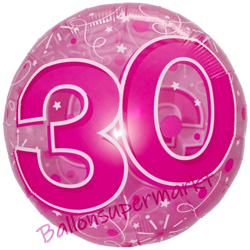 Folienballon-Clear-Pink-Birthday-30-Jumbo-Luftballon-Geschenk-zum-30.-Geburtstag-Dekoration-Transparent