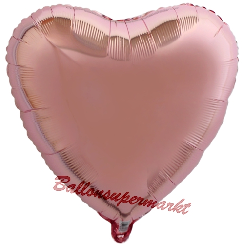 Rosegoldener Herzluftballon aus Folie mit Ballongas schwebend