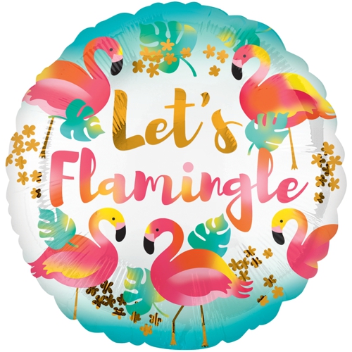 Folienballon-Flamingo-rund-Lets-Flamingle-Luftballon-Geschenk-Geburtstag-Partydekoration-Hawaii-Tropen-Beachparty