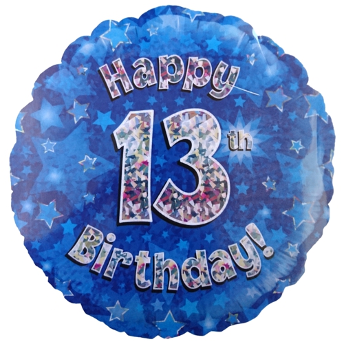Folienballon-Geburtstag-Happy-13th-Birthday-Blau-Luftballon-Geschenk-Dekoration-zum-13-Geburtstag