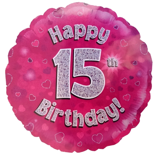 Folienballon-Geburtstag-Happy-15th-Birthday-Pink-Luftballon-Geschenk-Dekoration-zum-15-Geburtstag