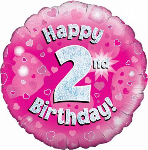 Folienballon-Geburtstag-Happy-2nd-Birthday-Pink-Luftballon-Geschenk-Dekoration-zum-2-Geburtstag