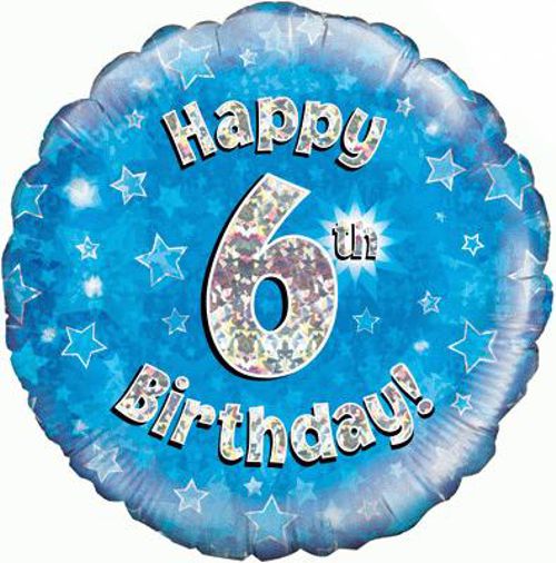 Folienballon-Geburtstag-Happy-6th-Birthday-Blau-Luftballon-Geschenk-Dekoration-zum-6-Geburtstag