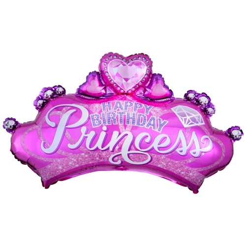Folienballon-Happy-Birthday-Princess-Shape-Krone-Luftballon-zum-Geburtstag