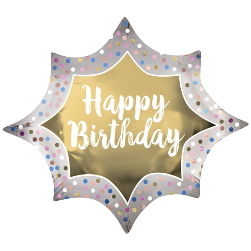 Folienballon-Happy-Birthday-Satin-Burst-GoldLuftballon-Shape-Geschenk-zum-Geburtstag-Dekoration
