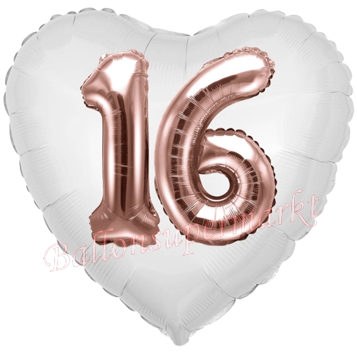 Folienballon-Herz-Jumbo-3D-16.-Geburtstag-Weiss-Rosegold-Zahl-16-Luftballon-Geschenk
