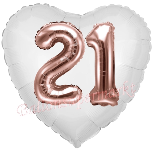 Folienballon-Herz-Jumbo-3D-21.-Geburtstag-Weiss-Rosegold-Zahl-21-Luftballon-Geschenk