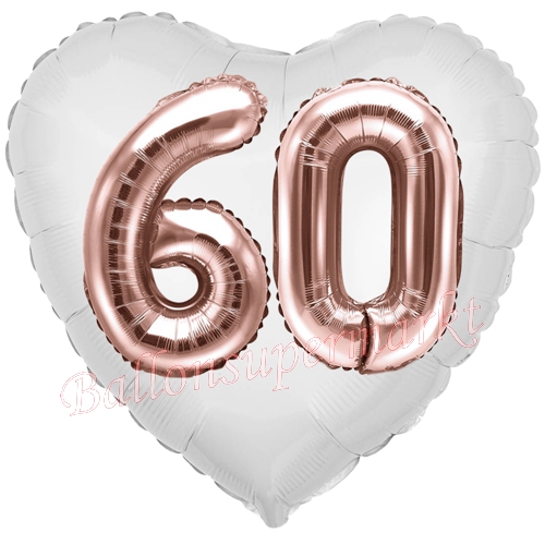 Folienballon-Herz-Jumbo-3D-60.-Geburtstag-Weiss-Rosegold-Zahl-60-Luftballon-Geschenk