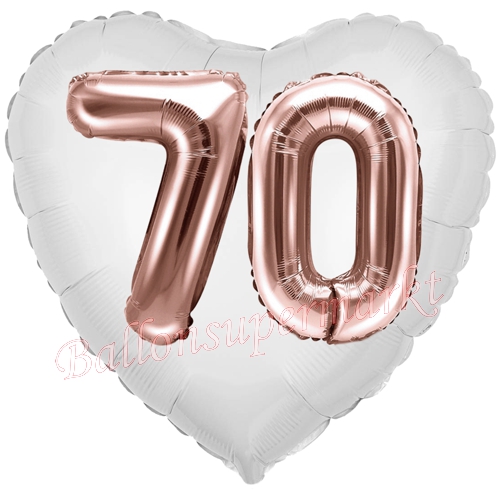 Folienballon-Herz-Jumbo-3D-70.-Geburtstag-Weiss-Rosegold-Zahl-70-Luftballon-Geschenk