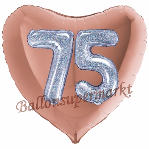 Folienballon-Herz-Jumbo-3D-75.-Geburtstag-Rosegold-Silber-holorafisch-Zahl-75-Luftballon-Geschenk