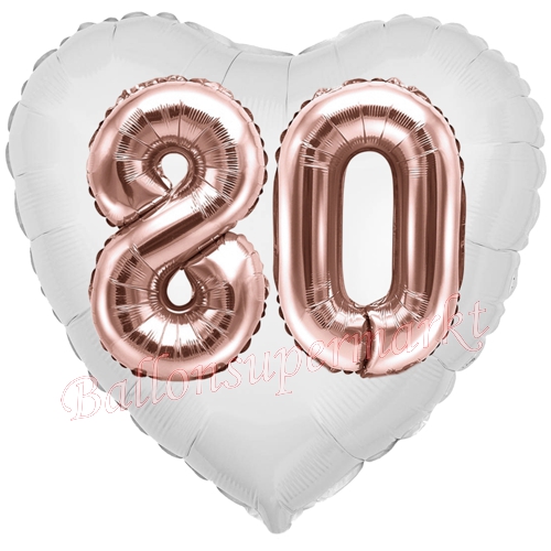 Folienballon-Herz-Jumbo-3D-80.-Geburtstag-Weiss-Rosegold-Zahl-80-Luftballon-Geschenk