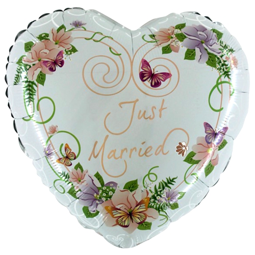 Folienballon-Hochzeit-Just-Married-Heart-Flowers-Dekoration-Hochzeitsgeschenk-Luftballon