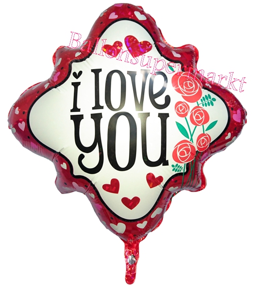Folienballon-I-Love-You-Hearts-and-Roses-Luftballon-Shape-Geschenk-Liebe-zum-Valentinstag
