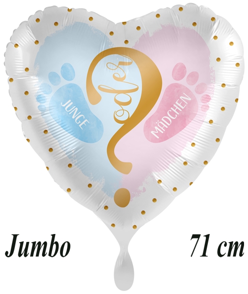 Folienballon-Junge-oder-Maedchen-Herz-Jumbo-Luftballon-zu-Gender-Reveal-Geburt-Babyparty