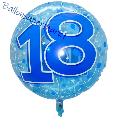 Folienballon-Lucid-Blue-Birthday-18-Jumbo-Luftballon-Geschenk-zum-18.-Geburtstag-Dekoration