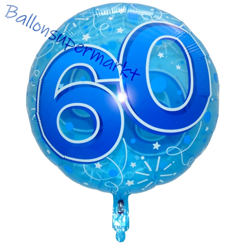 Folienballon-Lucid-Blue-Birthday-60-Jumbo-Luftballon-Geschenk-zum-60.-Geburtstag-Dekoration