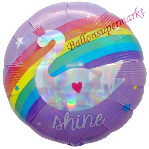 Folienballon-Magical-Rainbow-irisierend-Luftballon-Geschenk-Geburtstag-Partydeko-Einhorn-Schwan