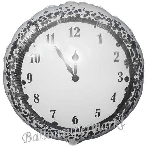 Folienballon-New-Years-Clock-weiss-Luftballon-Dekoration-zu-Silvester-Neujahr-Geschenk