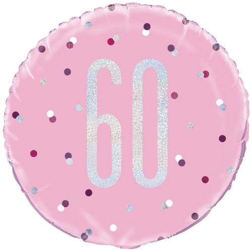 Folienballon-Pink-and-Silver-Glitz-60-holografisch-Luftballon-Geschenk-zum-60.-Geburtstag-Dekoration