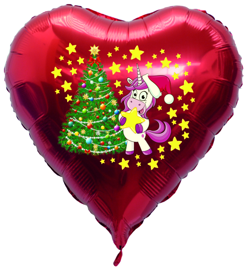 Folienballon-Weihnachten-Einhorn-Christmastree-Jumbo-Herz-Geschenk-zu-Weihnachten-Nikolaus