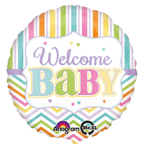Folienballon-Welcome-Baby-rund-Luftballon-zur-Geburt-Babyparty-Taufe