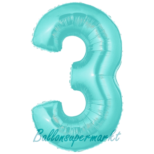 Folienballon-Zahl-3-Tuerkis-Luftballon-Geschenk-Geburtstag-Jubilaeum-Firmenveranstaltung