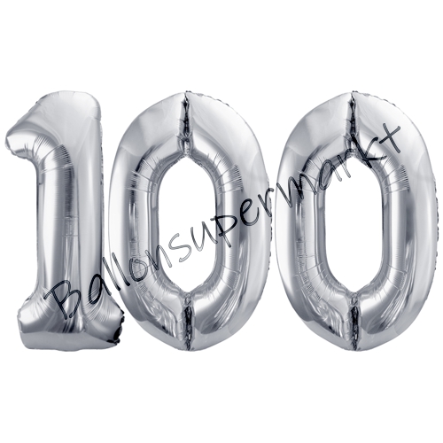 Folienballons-86cm-Zahlen-100-Silber-Luftballon-Geschenk-Geburtstag-Jubilaeum-Firmenveranstaltung