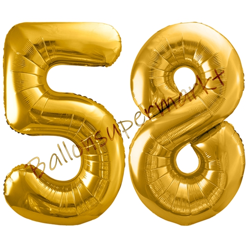 Folienballons-86cm-Zahlen-58-Gold-Luftballon-Geschenk-Geburtstag-Jubilaeum-Firmenveranstaltung