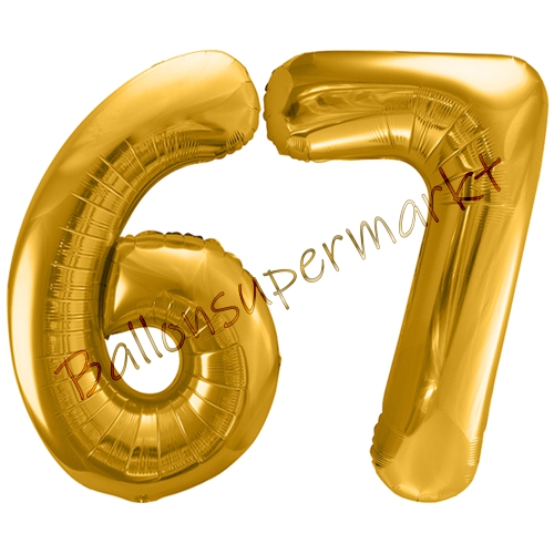Folienballons-86cm-Zahlen-67-Gold-Luftballon-Geschenk-Geburtstag-Jubilaeum-Firmenveranstaltung