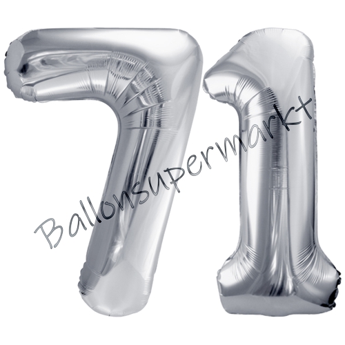 Folienballons-86cm-Zahlen-71-Silber-Luftballon-Geschenk-Geburtstag-Jubilaeum-Firmenveranstaltung